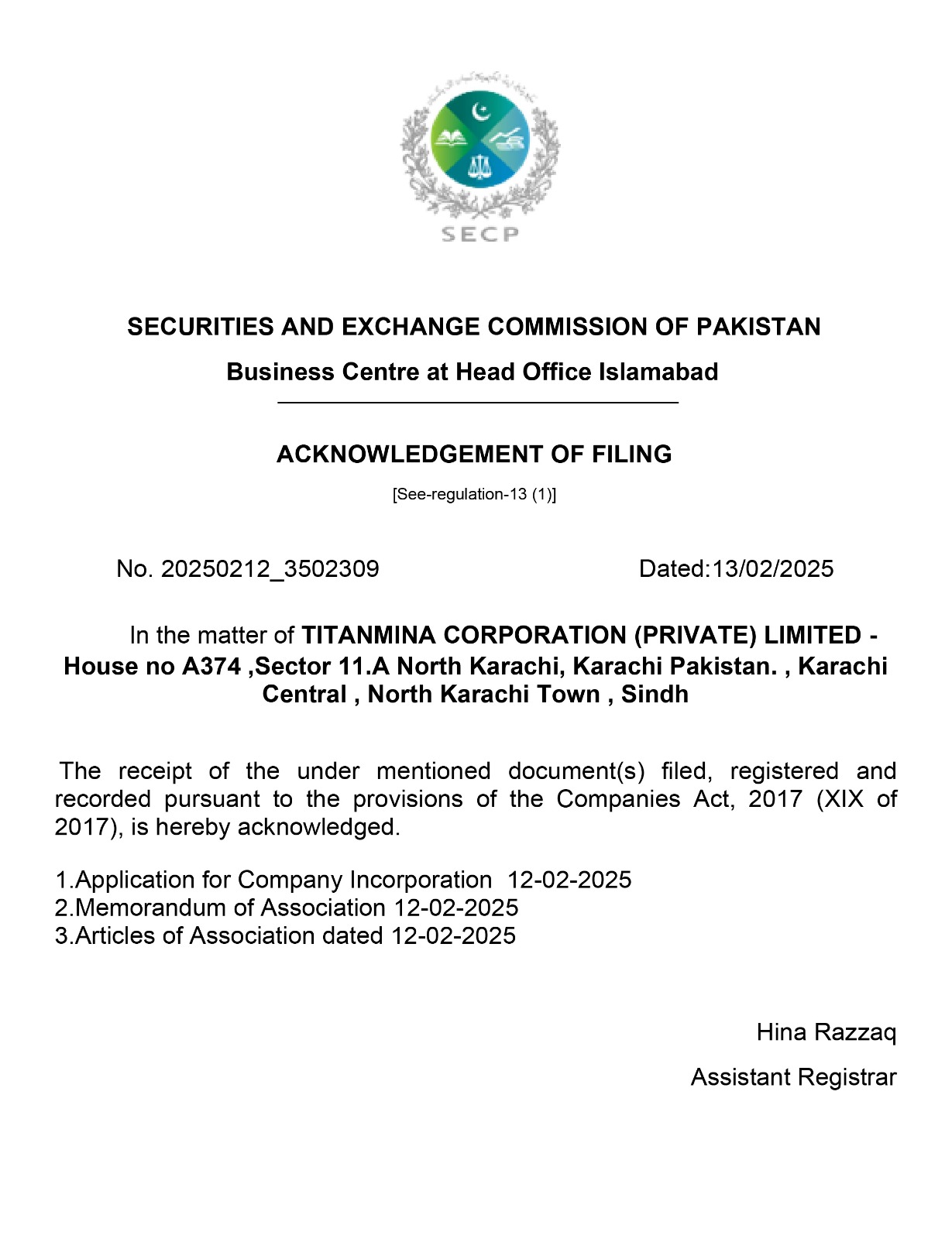 Certification
